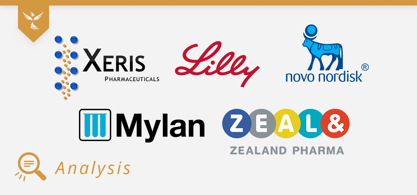 xeris, lilly, novo, mylan, and zealand cover image
